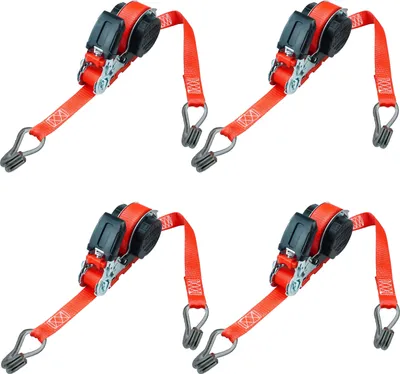 Produktbild von 4x Automatik Ratschenspanngurt, 5m x 25mm, 700 daN, Doppelspitzhaken von PETEX