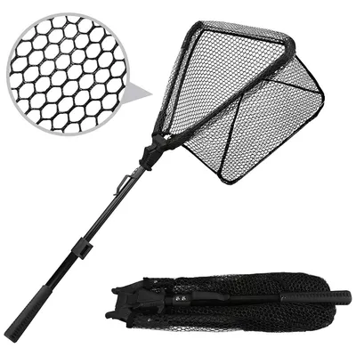 Produktbild von Kescher,Fishing Kescher Angeln,Teleskop Gummierter Angelkescher Stabil,Faltbar und Fischfreundlich,Unterfangkescher Angel Kescher Teich Karpfenkescher