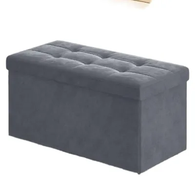 Produktbild von Samt-Aufbewahrungsbank - Zusammenklappbare Sitzbox - Pouf - 89 l - 38 x 76 x 38 cm