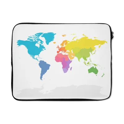 Produktbild von MuchoWow® Laptop Hülle 15 Zoll Weltkarte - Regenbogen - Weiß Laptoptasche - Laptoptasche - Sleeve - Rundum-Schutz