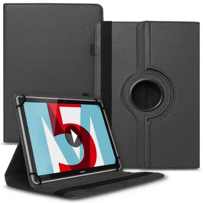 Produktbild von Schutzhülle Huawei MediaPad M5 Lite Tablet Hülle Tasche Case Cover 360° DrehbarFarbe 360 Uni:Schwarz