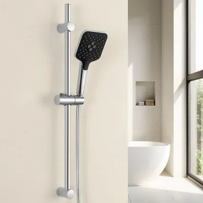 Imagen del producto de Ducha de mano de acero inoxidable, de 70 cm, con 3 tipos de calentamiento, cabezal de ducha con rociador y soporte, cabezal de ducha para baño, de montaje sencillo