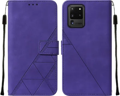 Obrázek produktu pro Flipové kožené pouzdro pro Samsung Galaxy S20 Ultra peněženkový design pouzdro s embosováním, držákem karet a stojánkem Fialová