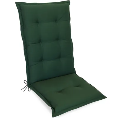 A dark green chair cushion on a white background.