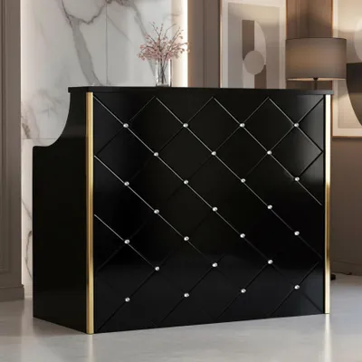 Obrázek produktu pro Kadeřnický stůl lakovaný Diamond 120 cm kosmetický pro salon SPA skříňka černá