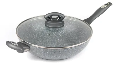 Imagen del producto de SALTER BW02772G - Sartén wok de 28 cm con revestimiento antiadherente "Marblestone", con tapa, libre de PFOA