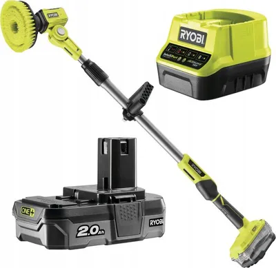 Produktbild von ONE+ Akku-Reinigungsbürste R18TPS-120G, Ø 15cm, teleskopierbar, 18Volt (grün/schwarz, Li-Ionen Akku 2,0Ah)