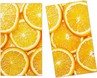 Produktbild von Spritzschutz Herdabdeckplatte Schneidebrett aus Glas Orangenschnitze 2-Teilig (60x52cm)