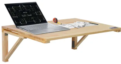 Image de Table murale - Table pliante - Table de travail pliante - Table murale - Table suspendue - 80x60 cm - 100% bois de pin