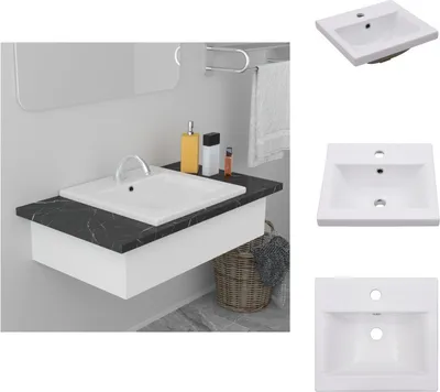 Produktbild von vidaXL Einbauwaschbecken 42x39x18 cm Keramik Weiß -  Badezimmer-Waschbecken