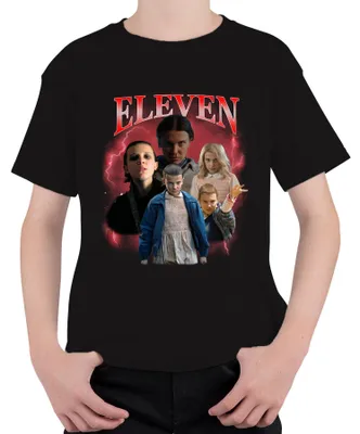 Productafbeelding van ELEVEN Elfie Stranger Serienfan Cadeau, Retro uit de jaren 80 en 90, Hawkins, Uni kinder T-shirt, zwart, maat 116