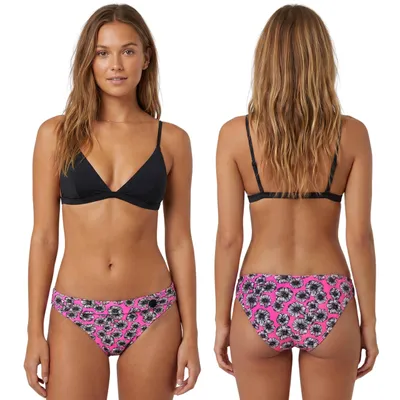 Produktbild von Rosafarbenes Bikini-Unterteil mit Blumenmuster, Damen-Badeslip, Schwimmbad, Strand, Bikini XS