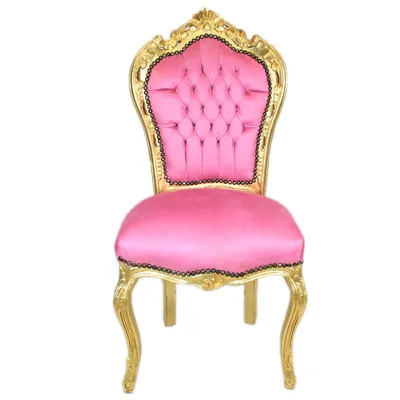 Produktbild von Barock Stuhl Barockstuhl Pink Gold Wohnzimmer Esszimmer Schlafzimmer Deko Relax Modern Antik Style Retro Royal Thron Königlich Premium Repro Luxus