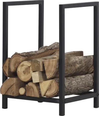 Zdjęcie produktu dla Stojak na drewno opałowe Torsås Stojak na drewno opałowe 40 x 30 x 50 cm do użytku wewnątrz i na zewnątrz Stojak na drewno opałowe wykonany ze stali Stojak na drewno opałowe do przechowywania drewna opałowego Czarny