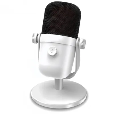 Produktbild von Kondensator-Mikrofon Set - USB Kabelloses Tischmikrofon - RGB-Beleuchtung - Streaming & Podcast - PC & Mac - Eingebauter Akku - Heimstudio - Weiß