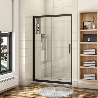 Produktbild von 140x195cm Duschabtrennung Schiebetür Duschkabine Duschwand Dusche 8mm NANO GLAS schwarz