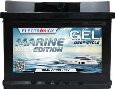 Produktbild von Electronicx Marine Edition GEL Batterie 80Ah 12V ▶ Bootsbatterie Wohnmobil Yacht Versorgungsbatterie - wartungsfrei zyklenfest tiefentladungsfest auslaufsicher