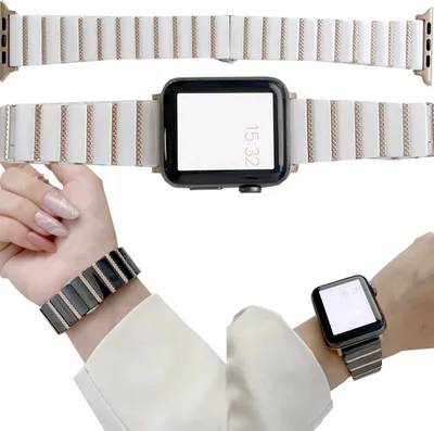 Immagine prodotto di Per Apple Watch Series 9 8 7 41 / 6 SE 5 4 40 / 3 2 1 38mm Vetroceramica acciaio sostituzione Bracciale Smart Watch Nuovo
