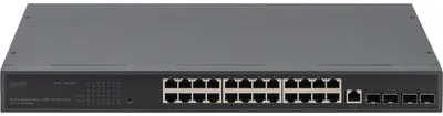 Produktbild von DIGITUS Switch 19" 24-Port +4x SFP+Gigabit managed schwarz
