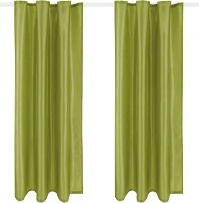 Image de lot de 2 rideaux opaques Alessia avec ruban universel 140x175cm vert