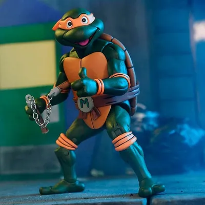 Zdjęcie produktu dla NECA Wojownicze Żółwie Ninja Cartoon Ultimate Michelangelo VHS figurka akcji 18 cm