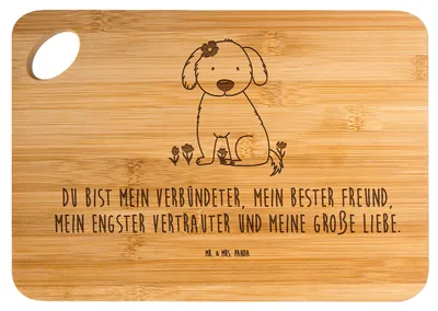 Produktbild von Mr. & Mrs. Panda Hackbrett Hund Dame - Transparent - Geschenk, Schneidebrett, Liebenswert, Hunde, Sprüche, Holzbrett, Frühstücksbrettchen, schneidunterlage, Lieb, Liebe