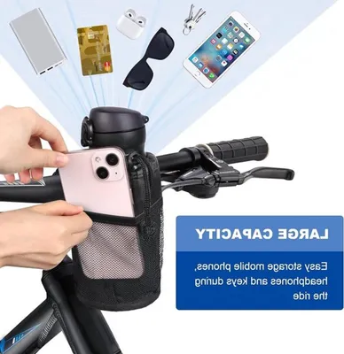 Wasserflaschenhalter für Fahrrad, Kinderwagen und Roller - Trinkhalter mit Handyhalter und Tasche für unterwegs