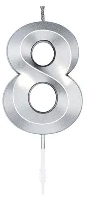 Produktbild von Zahlenkerze Kuchenkerze 6cm silber 8