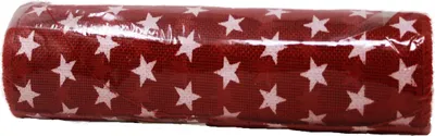 Obrázok produktu pre Jutová dekoračná stuha červená s vianočným motívom hviezd 270 cm x 24 cm