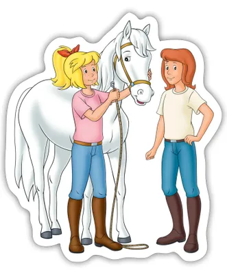 Produktbild von Spreadshirt Bibi Und Tina Kümmern Sich Um Sabrina Sticker Aufkleber, 10 x 10 cm, Mattweiß