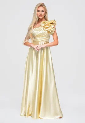 Produktbild von LARICA Abendkleid Maxi Asymmetrisch Glamour LA-OM-DLR362 yellow L