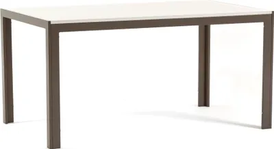Produktbild von Rechteckiger Innentisch 150×90 cm – Aluminiumgestell und MDF-Tischplatte, elegant und vielseitig für Küche, Esszimmer und Wohnzimmer – NOAH – Taupe/Weiß Holz