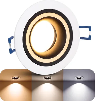 Produktbild von SSC-LUXon Matapo Design Einbauleuchte dimmbar mit LED GU10 LumiFLEX Strahler 230V 6W drei Lichtmodi - Einbauspot weiß schwarz mit Lichtring