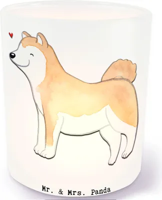 Produktbild von Mr. & Mrs. Panda Glas Windlicht Akita Inu Lebensretter - Transparent - Geschenk, Teelichthalter, Terrasse, aus, Kerzenhalter, dekolicht