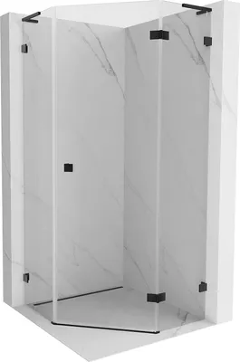 Obrázok produktu pre Mexen Lunar L päťuholníkový sprchový kút, pravé otváranie 100 x 100 cm, priehľadný, čierny - 831L-100P-100L-70-00-P
