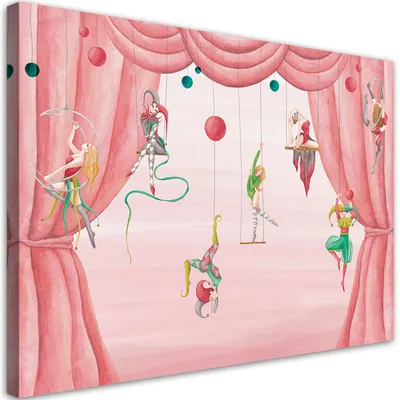Produktbild von Leinwandbild Zirkusakrobaten 120x80 Feeby Rot bild für die wand bereit zum aufhängen