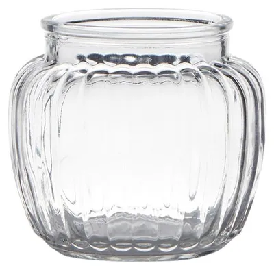 Image de Vase en verre Vase à fleurs bulbeux cannelé transparent Ø 10.5x11.5 cm