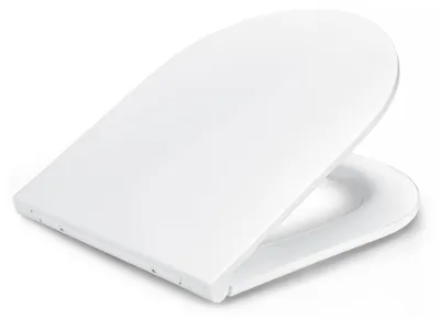 Produktbild von Amazon Basics Toilettensitz D-Form, Soft-Close-Funktion, Schnellverschluss-Scharniere, Universalgröße, Antistatische Urea- und Porzellanbeschichtung, Weiß