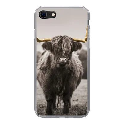 Produktbild von MuchoWow® Handyhülle Schutzhülle Hülle für iPhone SE 2020 Schottischer Highlander - Gold - Hörner Silikon Softcase Handy Hülle - Kartenbesitzer