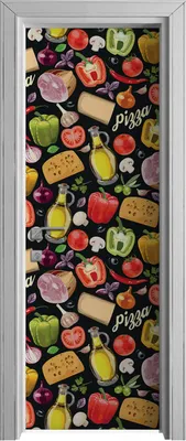 Produktbild von Tür Selbstklebende 70x210 cm Türfolie Türtapete Klebefolie - Zutaten für Pizza