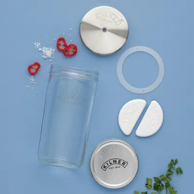 Produktbild von Kilner Fermentier Set | 1 Liter Glas mit Gärungsdeckel | einfaches Haltbarmachen