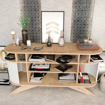 Image de Skye Decor, Stor - Chêne, Blanc, Commode, Buffet, Chêne, 150 x 75 x 43 cm