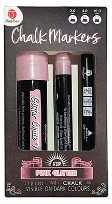 Produktbild von DecoTime Kreidemarker Glitzer Pink 3er Set