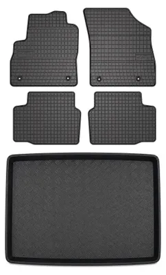 Productafbeelding van Rubberen automatten + kofferbakmat voor Opel Astra K vanaf 2015 (hatchback) – 5-delig, zwart, op maat – Wielganizator SolidPRO