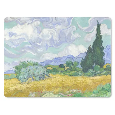 Produktbild von MuchoWow® Mauspad Mousepad Weizenfeld mit Zypressen - Vincent van Gogh 40x30 cm - Mousepads - Maus Mat - Pad - Mausunterlage - Anti Rutsch
