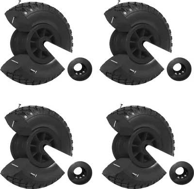 Produktbild von 4x Sackkarrenrad PolyurethanRad 260x85 mm 3.00-4 75 mm zentrierte Nabe Ø 20 mm schwarz Vollgummi Bollerwagen