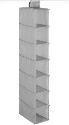 Immagine prodotto di Organizzatore da appendere - Organizzatore per armadi - Contenitore per abbigliamento - 7 ampi scomparti - 105 cm di altezza - Grigio e bianco