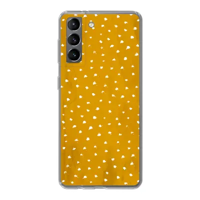 Produktbild von MuchoWow® Handyhülle Schutzhülle Hülle für Samsung Galaxy S21 Tupfen - Orange - Weiß Silikon Softcase Handy Hülle - Softcase