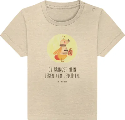 Produktbild von Mr. & Mrs. Panda Babyshirt Glühwürmchen 6. - 12. Monat - Natural Raw - Geschenk, Kleinkind Shirt, T-Shirt Baby, , Lustige Sprüche, Leuchten, Falter, Heiratsantrag