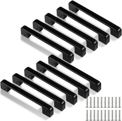 Produktbild von Aluminiumlegering-Handgreep-Satz - 128 mm - 10 Stück - schwarz - inkl. Schrauben - für Küchen, Badkabinen und Schranktüren